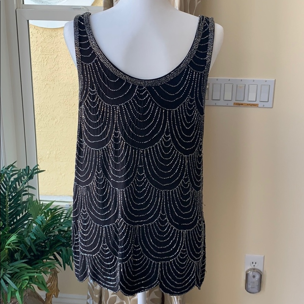 Beaded silver and black top - Picture 2 of 7
